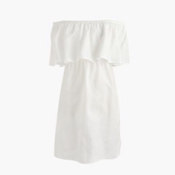 NWT J. Crew White Linen Off the Shoulder Dress XS - Picture 7 of 8